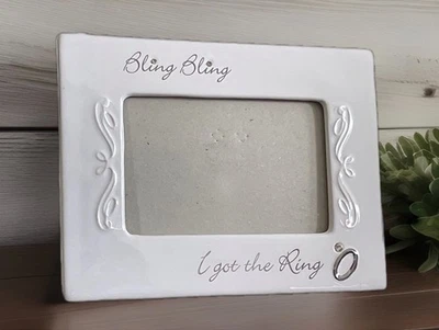 “Bling Bling I Got The Ring” Engagement Wedding Frame, 4x6 in Photos - Ceramic - Image 1 of 4