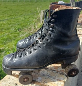 Original Vintage Hamaco Gate Sportsman Tanz Skate Rollschuhe & Holzrollen - Bild 1 von 7