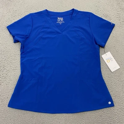 Barco One Scrub Top Womens XL Blue 4 Pocket V Neck Princess Performance 5105 NEW - Image 1 of 4