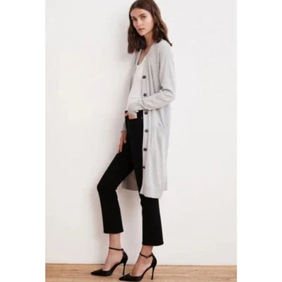 Velvet by Graham & Spencer Tania Cashmere Blend Cardigan Sweater in Gray Small - Image 1 of 4