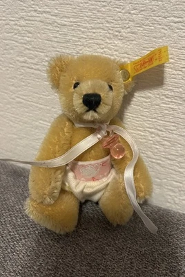 Steiff Teddy Bärin, Baby Mädchen Mit Schnuller Und Hose Für Geburt Knopf Im Ohr - Bild 1 von 4