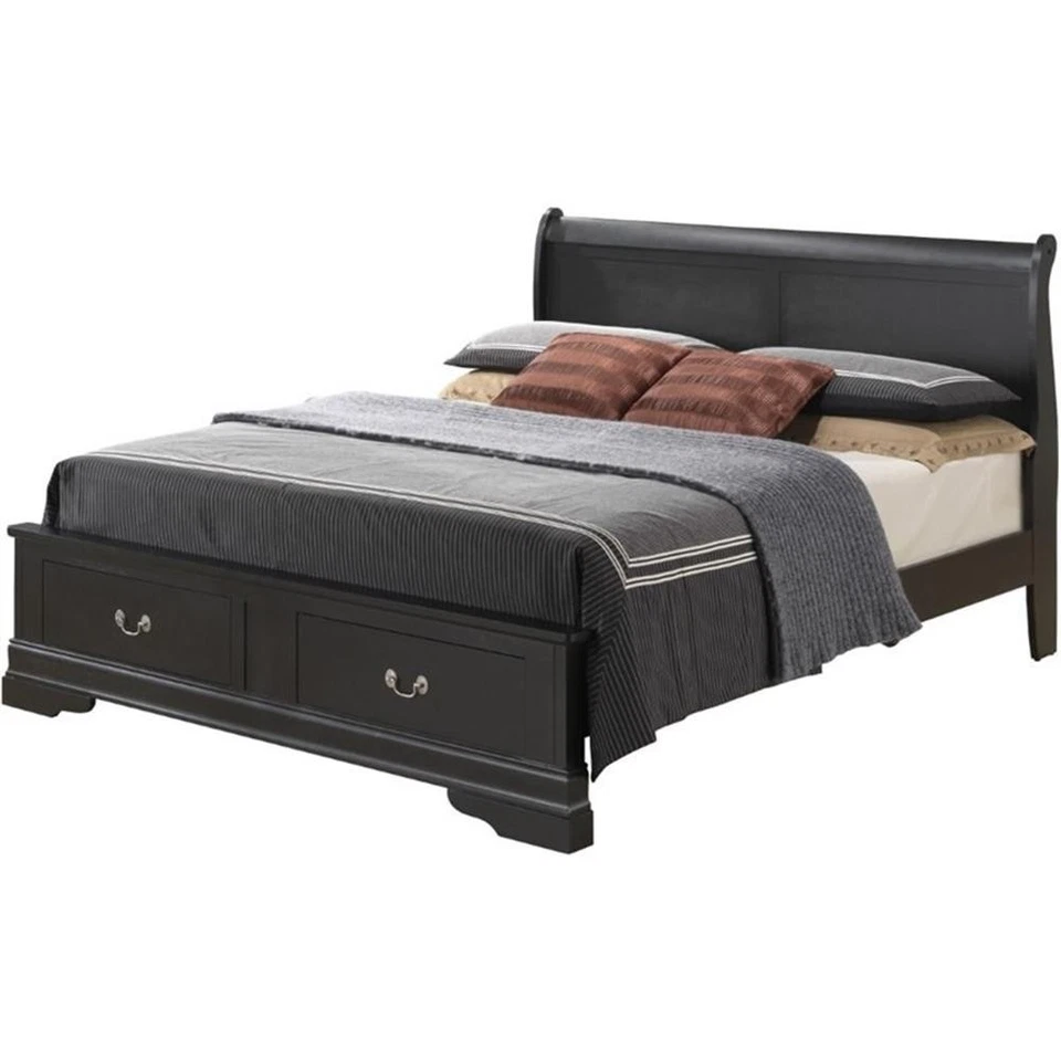 Cama de almacenamiento Glory Furniture Louis Phillipe King en negro Foto 1 de 1