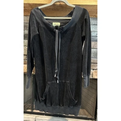 Vestido para mujer JUICY COUTURE Y2K terciopelo negro canguro bolsillo talla L *A7 Foto 1 de 4