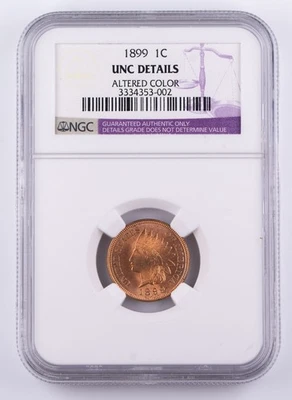 Certified 1899 Indian Head Cent NGC UNC Details IHC 1c Penny  - Image 1 of 4