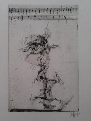 Horst Janssen / Selbst: Blüchers Gedächtnis / 1972 / Radierung / signiert - Bild 1 von 3