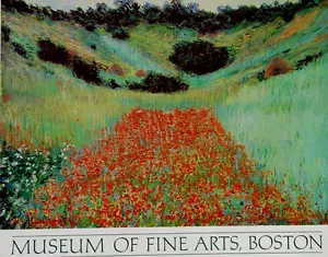 Póster del Museo de Boston de Monet•CAMPO DE AMAPOLA EN UN HUECO CERCA DE GIVERNY 1885•25x28 - Imagen 1 de 2