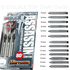 Harrows Assassin Wolfram Stahl Spitze Darts - Wählen Sie gerändelte oder beringte Fässer - Bild 1 von 79