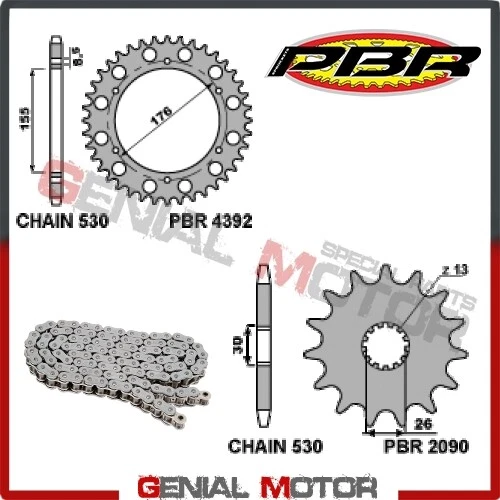 Kit de piñones de cadena EK1204G 18 43 530 PBR TRIUMPH SPEED TRIPLE 1000 1999 > 2001 Foto 1 de 2
