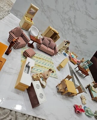 Miniature Furniture Doll Lot. Calico Epoch Wood Metal Plastic Toy Fireplace Lamp - Image 1 of 4