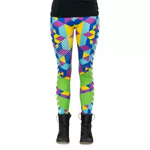 cosey - bedruckte bunte Leggins Leggings (Einheitsgröße) - Design Neon Cubic - Bild 1 von 5