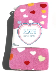New The Children's Place TCP Hearts & Stripes Tights Size 8-9-10 NIP NWT - Picture 1 of 2