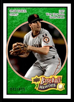 2008 Upper Deck Baseball Heroes Emerald /499 Omar Vizquel #151 - Image 1 of 2