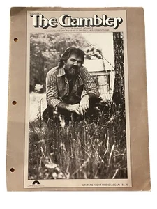 THE GAMBLER Sheet Music~Kenny Rogers~Columbia~1978~Country Music Hits - Picture 1 of 2