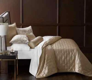 HOTEL COLLECTION GLINT THICK CUSHIONY FILL FULL/QUEEN COVERLET SET COLOR GOLD - Picture 1 of 5