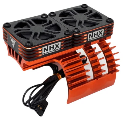 NHX RC 1/5 Twin Cyclone Alum HV Cooling Fans w/Cover Motor Heatsink Orange - Image 1 of 4