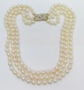 Collar Akoya Perla Cultivada Diamante 14K YG - Imagen 1 de 1
