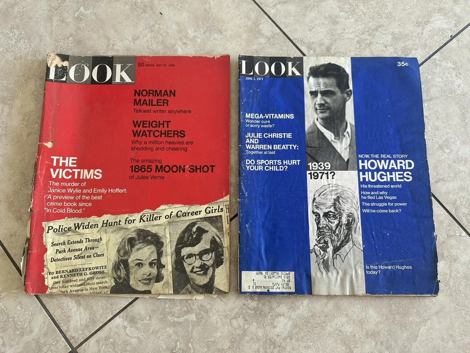 LOOK Magazines 1969 May 27 & June 1 1971, Amazing 1865 Moon Shot Howard Hughes Foto 1 de 1