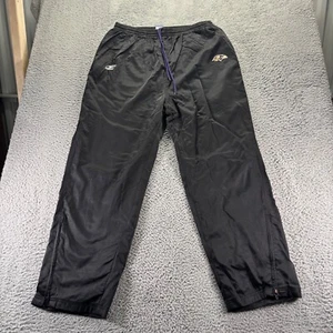 Vintage Reebok Baltimore Ravens NFL Track Pants Mens 2XL Black Nylon Mesh Lined - Picture 1 of 10