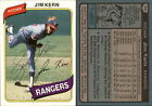 Jim Kern Signed 1980 Topps #369 Card Texas Rangers Auto AU