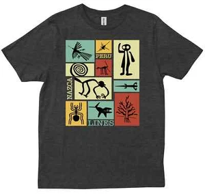 Nazca Lines Peru Geoglyph Monkey Astronaut Spider Retro T-shirt - Picture 1 of 10