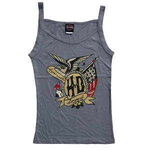 Ladies Harley Davidson Grey Eagle Motor Cycle Graphic Strap Vest Tank Top 122 - Picture 1 of 3