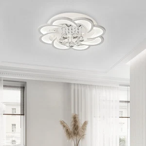 Modern LED Crystal Ceiling Light Flower Shape Chandelier Home Lighting Fixture - Picture 1 of 19