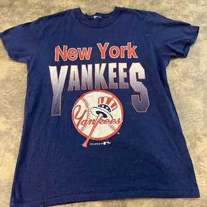 Vintage Yankees T-Shirt Men’s M Blue Big Graphic Single Stitch 90s CUT TAGS - Picture 1 of 9