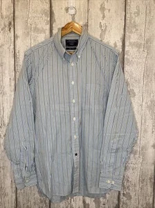 Mens Charles Tyrwhitt Collared Shirt Size M Blue White Green Striped - Picture 1 of 4