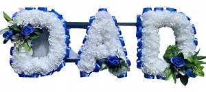 DAD Artificial Funeral Flower Tribute or Any 3 Letter Name Flower Wreath - Picture 1 of 4