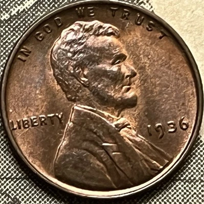1936- P lincoln wheat cent UNC 4 - Image 1 of 2
