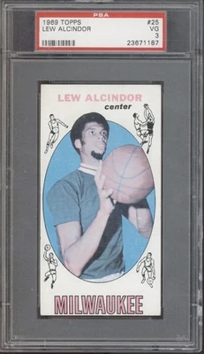 Baloncesto Topps 1969 #25 Lew Alcindor en muy buena condición PSA 3 Foto 1 de 2
