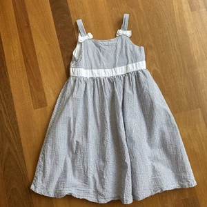 Gymboree Pinstripe Classic Seersucker Summer Sundress Dress Bow Sz 8 - Picture 1 of 6