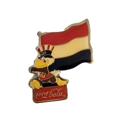 Винтаж 1980 L.A. Олимпийский комитет Pin Sam орел Нидерланды Coca Cola - Изображение 1 из 2