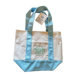 Trader Joe’s Mini Pastel Canvas Tote Bag BLUE COLOR Limited (New With Tag) - Bild 1 von 4