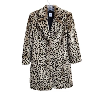 Cabi Josephine Coat XS Faux Fur Leopard Print 3727 Missing Cuffs Animal Mob wife - Picture 1 of 11
