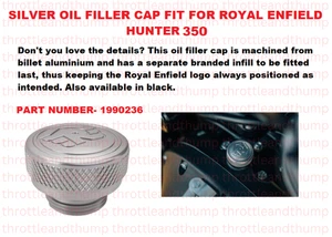 "OIL FILLER CAP, SILVER" FIT FOR ROYAL ENFIELD HUNTER 350 - Picture 1 of 4