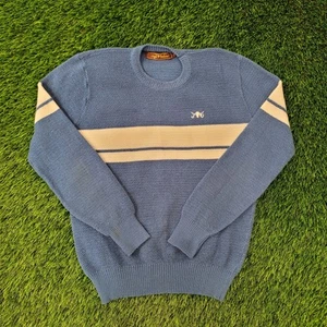 Vintage 90s Sergio-Valente Stripes Sweater L/XL Teens 19x22 Blue - Picture 1 of 16