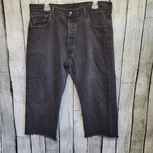 Levi Strauss & Co Jeans Mens 38/22 Black Button Fly Has Been Cut Off - Picture 1 of 15