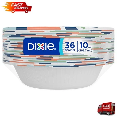 Cuencos de papel pequeños Dixie, 10 oz, 36 unidades, aptos para microondas, a prueba de remojo, desechables Foto 1 de 4