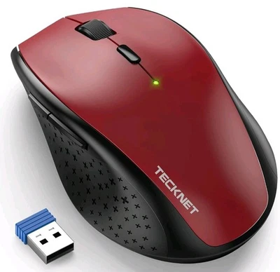 TECKNET 2.4G Wireless Mouse for Laptop, 4800 DPI Optical Computer Mice Red  - Image 1 of 4