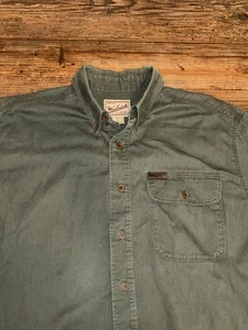 Vintage Woolrich Herren Large Langarm Hemd mit Knopfleiste schwere Baumwolle grün - Bild 1 von 4