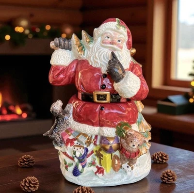 Fitz & Floyd Toyland Christmas Santa Cookie Jar VTG Retired 12" Omnibus RARE - Image 1 of 4