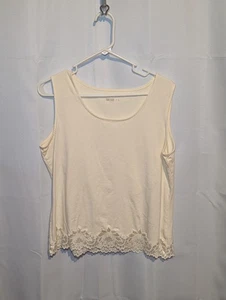 Camiseta sin mangas Coldwater Creek dobladillo de encaje marfil sin mangas básica clásica capas grandes - Imagen 1 de 10