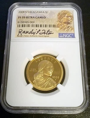 2008 S Sacagawea $1 - NGC PF70 Ultra Cameo Signed by Randy'L Teton - LMTD to 300 - Image 1 of 4