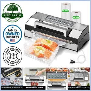 Sigillatore Sottovuoto Alimenti Acciaio Inox Automatico Doppia Guarnizione Salva Cucina - Foto 1 di 11