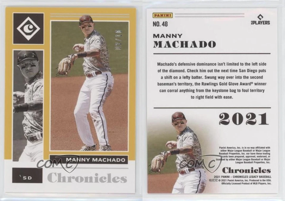 2021 Panini Chronicles Gold /10 Manny Machado #48 - Image 1 of 1
