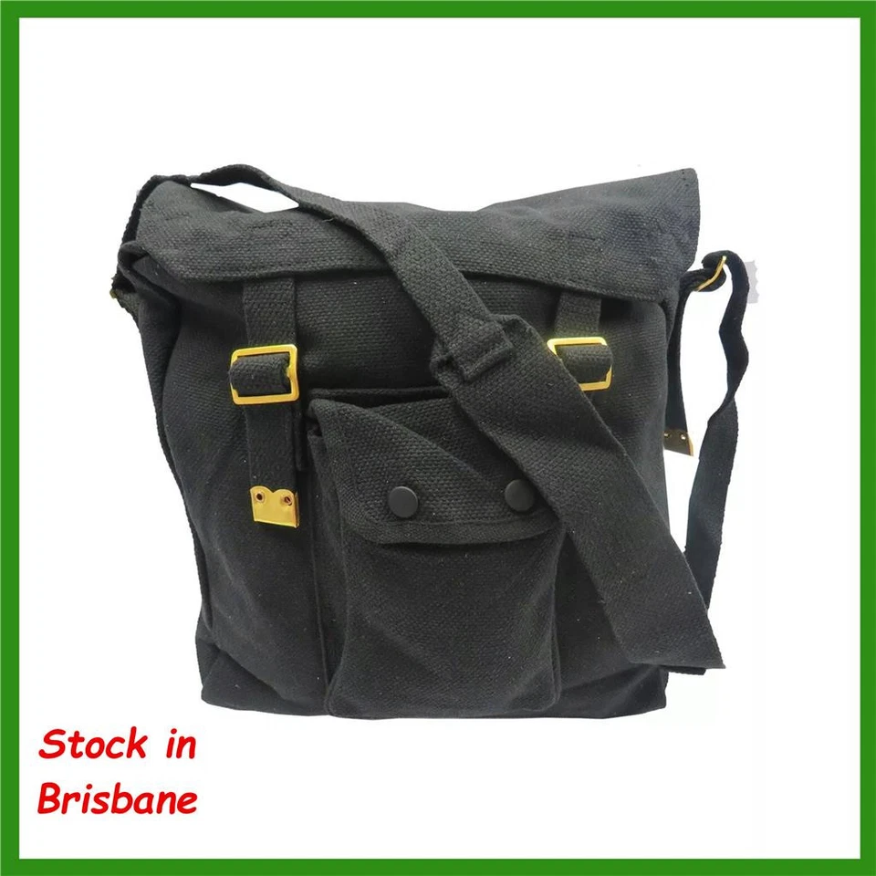 Heavy Duty Canvas Messenger Shoulder Bag Cross-Body Webbing Biker Haversack Khai