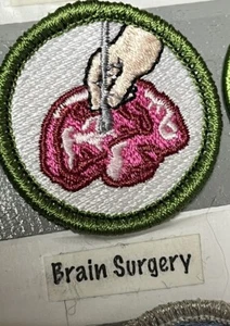 BRAIN SURGERY OPERATION MERIT BADGE PATCH BOY SCOUT PATCH FUNNY SPOOF BS - Picture 1 of 1