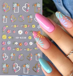 3D Nagel Sticker Blumen Sommer Flowers Selbstklebend Aufkleber Mehrfarbig Bunt - Bild 1 von 2