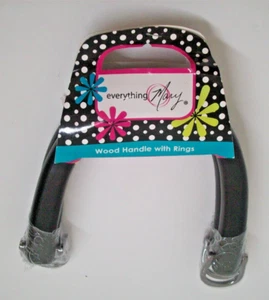 Everything Mary Wood Handles Two Toned Silver Hardware Crafts Purses Handbag 2Pc - Picture 1 of 3